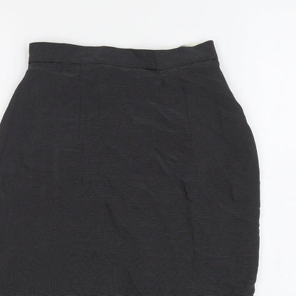 Kaliko Womens Black Striped Viscose A-Line Skirt Size 8 Zip