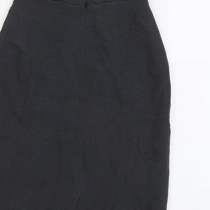 Kaliko Womens Black Striped Viscose A-Line Skirt Size 8 Zip