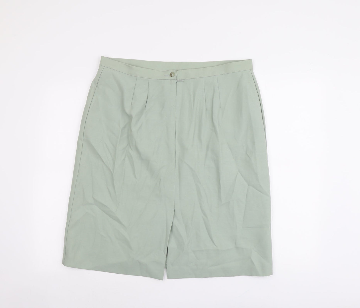 Marks and Spencer Womens Green Wool A-Line Skirt Size 20 Zip