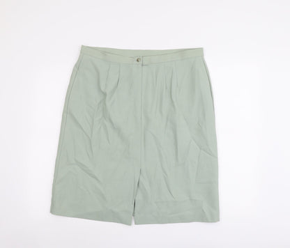 Marks and Spencer Womens Green Wool A-Line Skirt Size 20 Zip