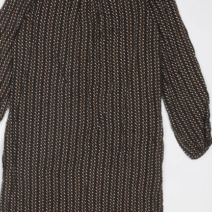 NEXT Womens Black Geometric Viscose Shirt Dress Size 12 Collared Button