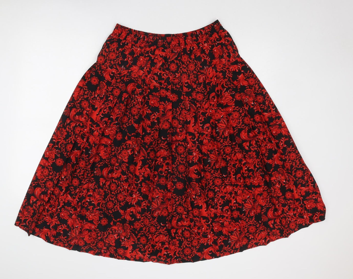 Ottima Womens Red Geometric Polyester Pleated Skirt Size 30 in