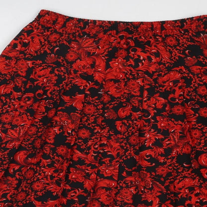 Ottima Womens Red Geometric Polyester Pleated Skirt Size 30 in