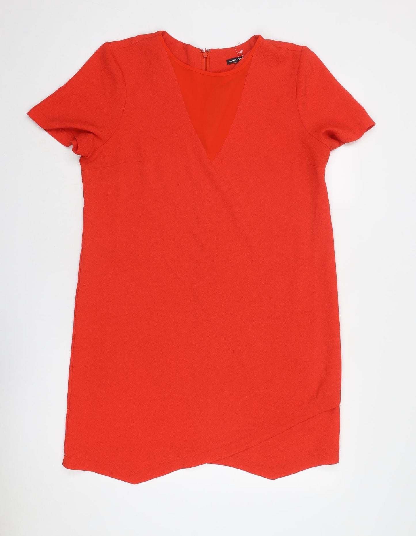 Warehouse Womens Red Polyester A-Line Size 16 Round Neck Zip