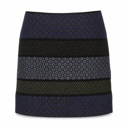 Marks and Spencer Womens Blue Geometric Polyester A-Line Skirt Size 8 Zip