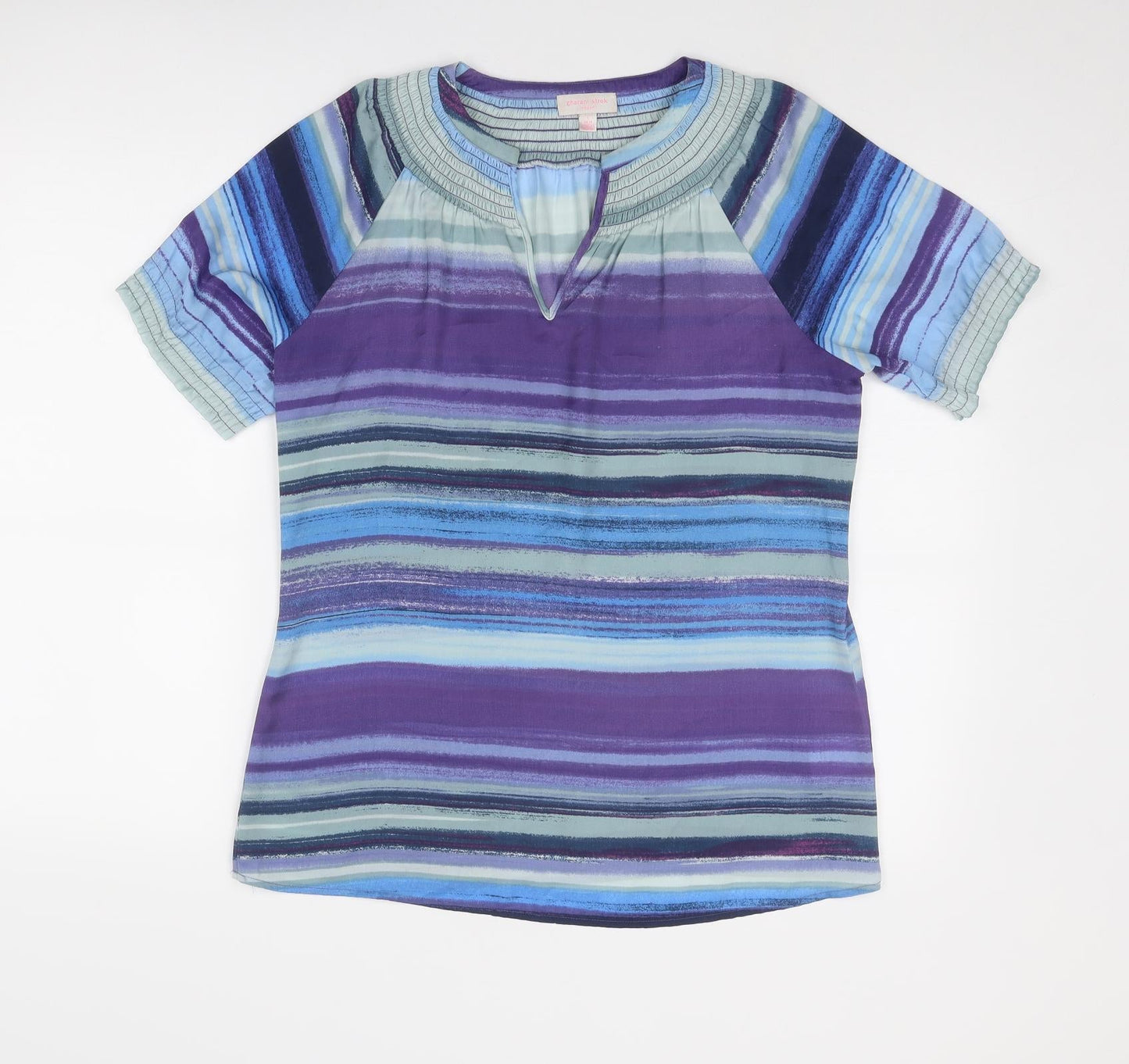 Womens UK Size L Gharani Strok Blue Basic T-Shirt