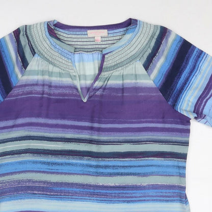 Womens UK Size L Gharani Strok Blue Basic T-Shirt