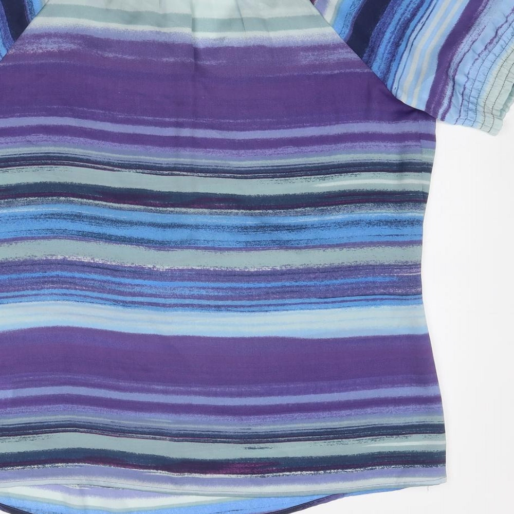 Womens UK Size L Gharani Strok Blue Basic T-Shirt