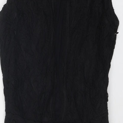 New Look Womens Black Geometric Polyester Shift Size 10 Round Neck Zip