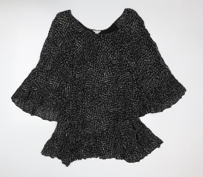 Monsoon Womens Black Geometric Polyester Trapeze & Swing Size 16 Round Neck Pullover