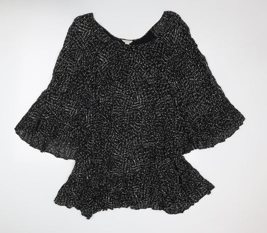 Monsoon Womens Black Geometric Polyester Trapeze & Swing Size 16 Round Neck Pullover