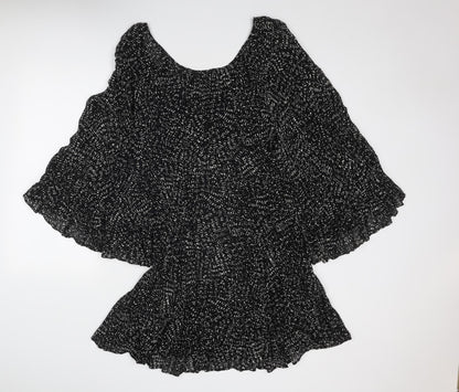 Monsoon Womens Black Geometric Polyester Trapeze & Swing Size 16 Round Neck Pullover