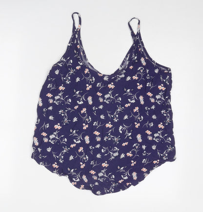 Cotton On Womens Blue Floral Viscose Camisole Tank Size L Scoop Neck