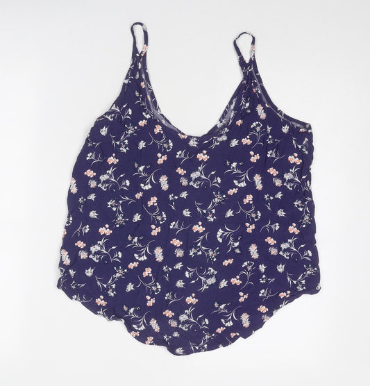 Cotton On Womens Blue Floral Viscose Camisole Tank Size L Scoop Neck