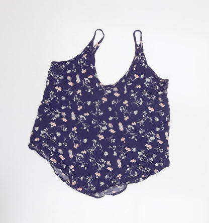 Cotton On Womens Blue Floral Viscose Camisole Tank Size L Scoop Neck