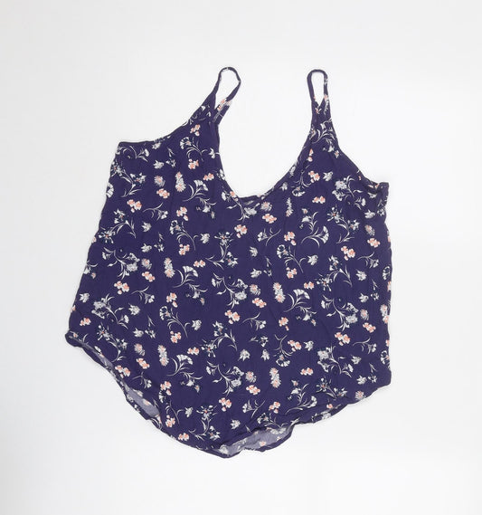 Cotton On Womens Blue Floral Viscose Camisole Tank Size L Scoop Neck