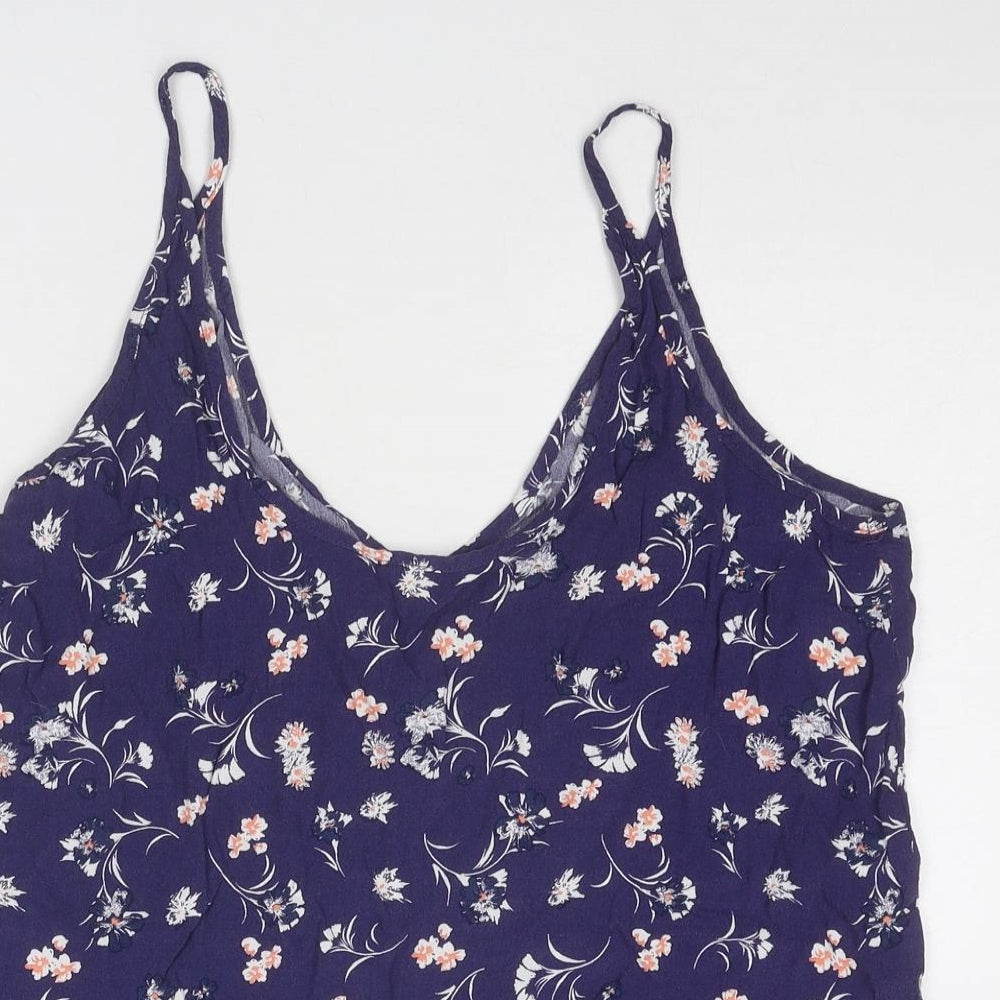 Cotton On Womens Blue Floral Viscose Camisole Tank Size L Scoop Neck