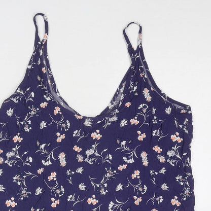 Cotton On Womens Blue Floral Viscose Camisole Tank Size L Scoop Neck