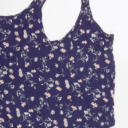 Cotton On Womens Blue Floral Viscose Camisole Tank Size L Scoop Neck
