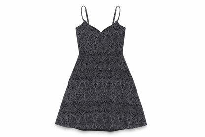 Topshop Womens Black Geometric Viscose Tank Dress Size 8 V-Neck Pullover