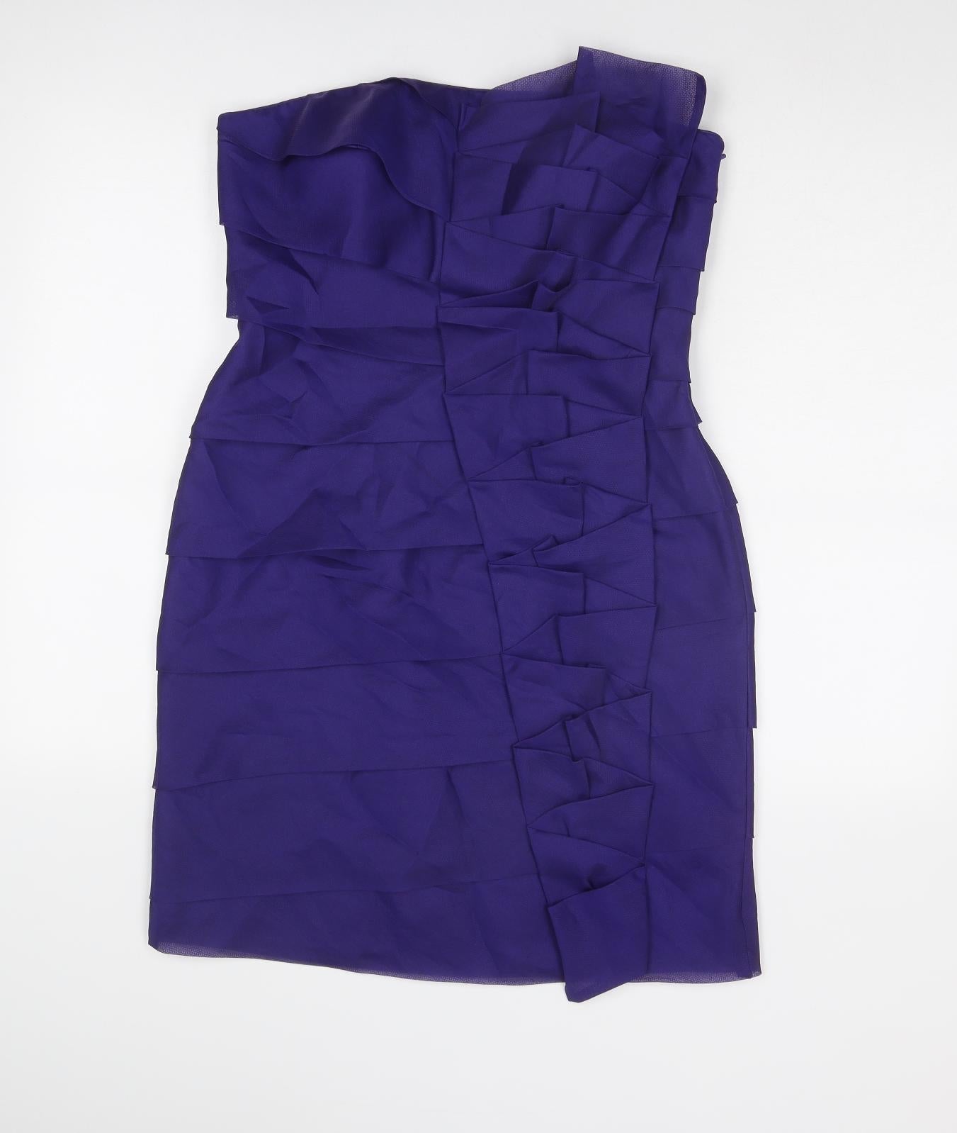 Ben Di Lisi Womens Purple Polyester A-Line Size 12 Off the Shoulder Zip