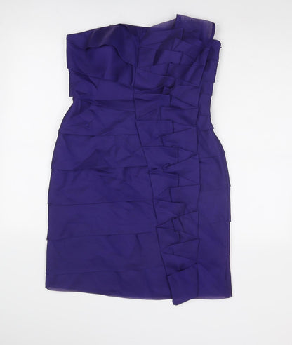 Ben Di Lisi Womens Purple Polyester A-Line Size 12 Off the Shoulder Zip