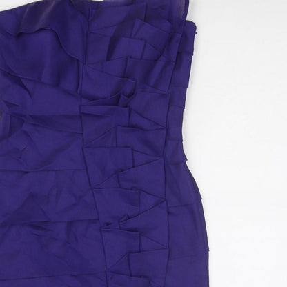 Ben Di Lisi Womens Purple Polyester A-Line Size 12 Off the Shoulder Zip
