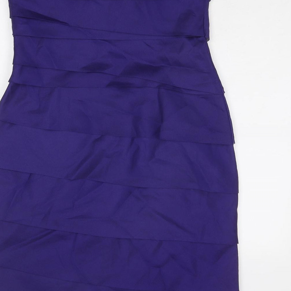 Ben Di Lisi Womens Purple Polyester A-Line Size 12 Off the Shoulder Zip