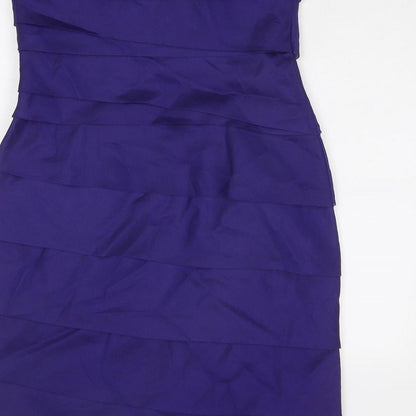 Ben Di Lisi Womens Purple Polyester A-Line Size 12 Off the Shoulder Zip