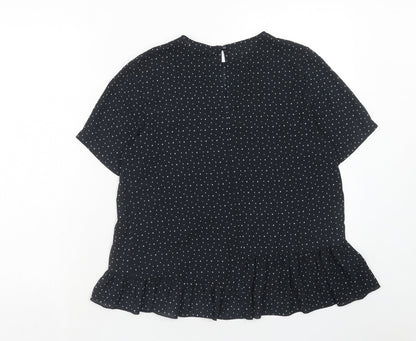 Topshop Womens Black Geometric Polyester Basic Blouse Size 8 Round Neck - Star Print