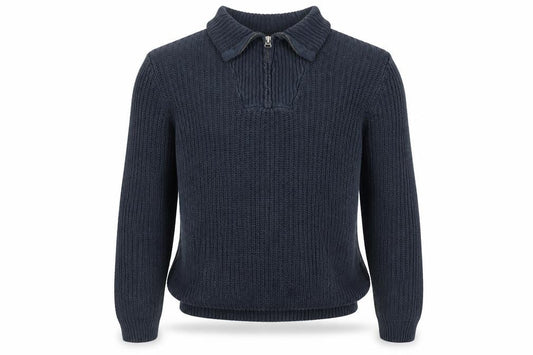 River Island Boys Blue Mock Neck Acrylic Pullover Jumper Size 12 Years Zip