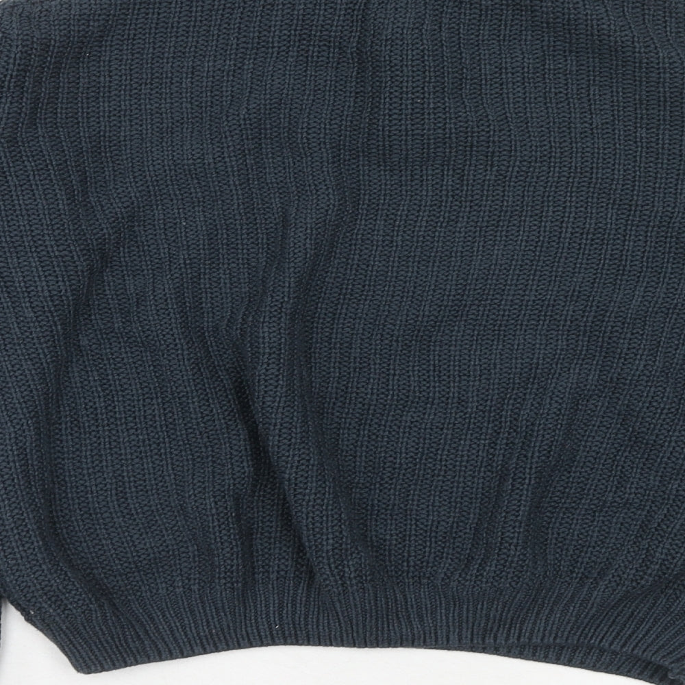 River Island Boys Blue Mock Neck Acrylic Pullover Jumper Size 12 Years Zip