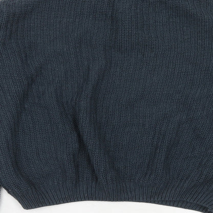 River Island Boys Blue Mock Neck Acrylic Pullover Jumper Size 12 Years Zip