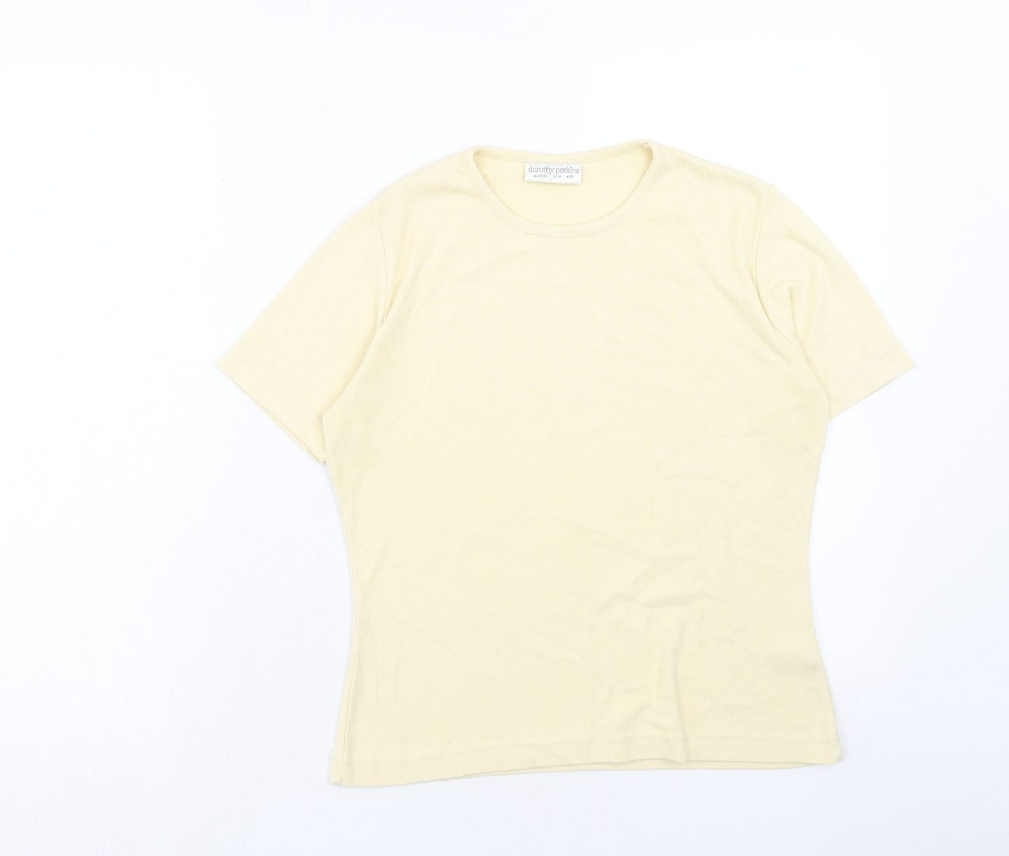 Womens UK Size 14 Dorothy Perkins Yellow Basic T-Shirt