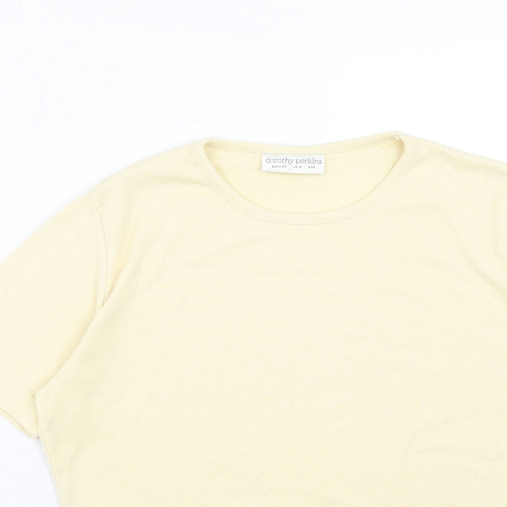 Womens UK Size 14 Dorothy Perkins Yellow Basic T-Shirt