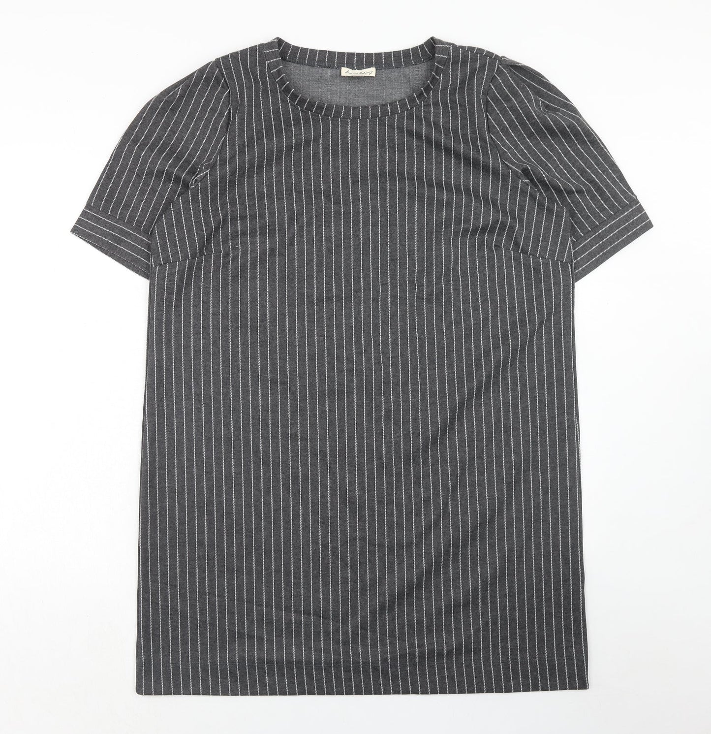 Fame and Dilancy Womens Grey Striped Polyester T-Shirt Dress Size XL Round Neck Pullover