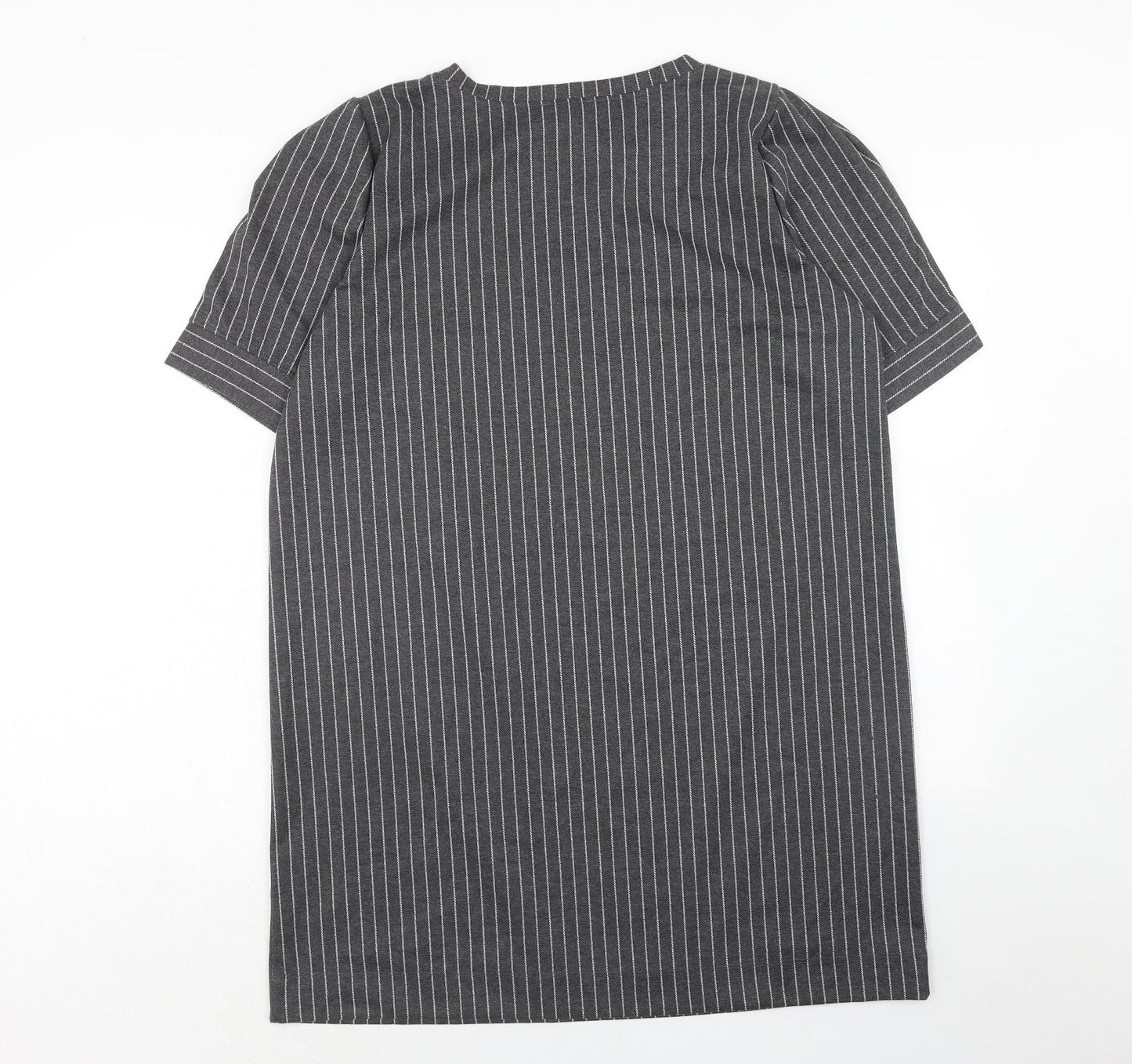 Fame and Dilancy Womens Grey Striped Polyester T-Shirt Dress Size XL Round Neck Pullover