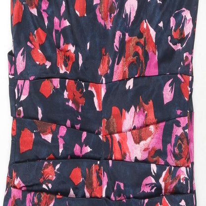 M&Co Womens Pink Floral Polyester A-Line Size 10 V-Neck Zip