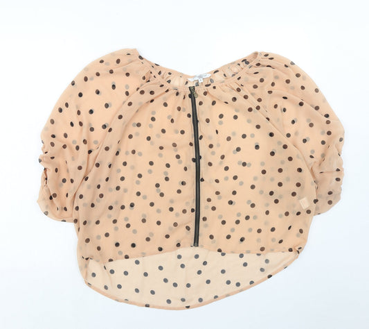 Womens UK Size M New Look Beige Basic Blouse