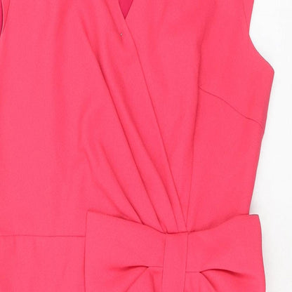 Erin Fetherston Womens Pink Polyester A-Line Size 8 V-Neck Zip