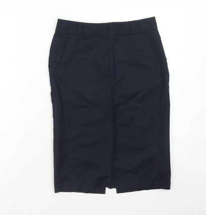 Per Una Womens Blue Cotton A-Line Skirt Size 8 Zip