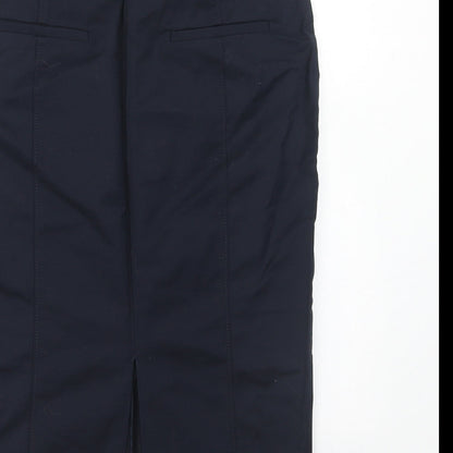 Per Una Womens Blue Cotton A-Line Skirt Size 8 Zip