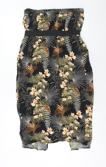 Warehouse Womens Multicoloured Floral Viscose A-Line Size 14 Off the Shoulder Pullover