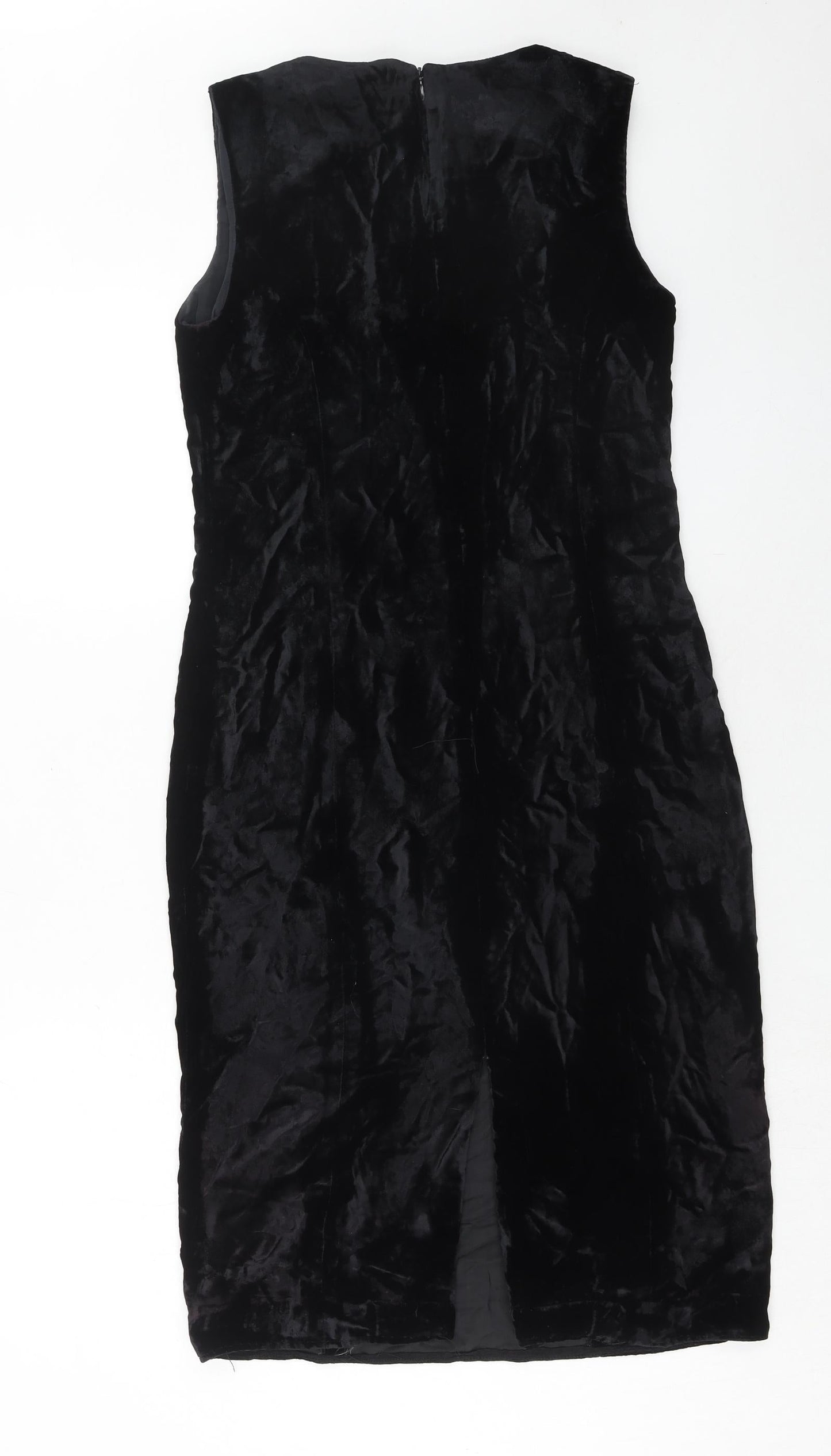 Liz Claiborne Womens Black Acetate Shift Size 4 Round Neck Zip