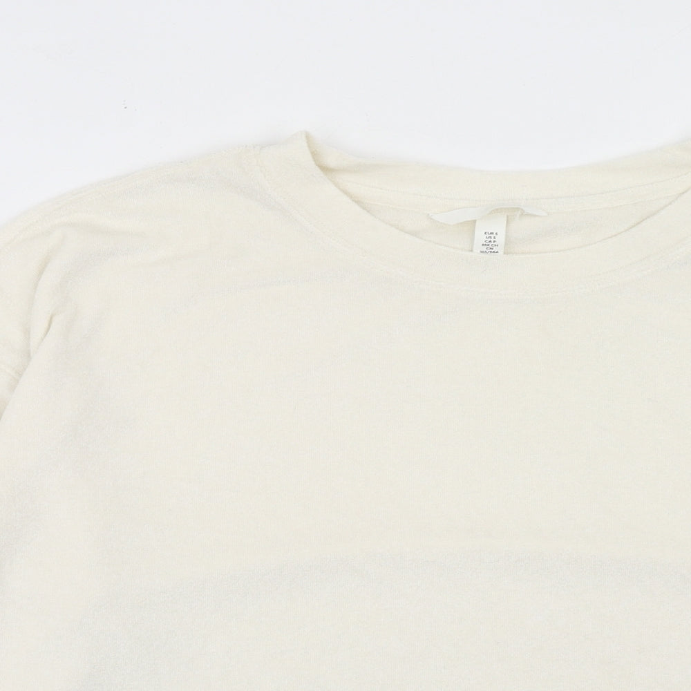 H&M Womens Ivory Polyester Pullover Sweatshirt Size S Pullover