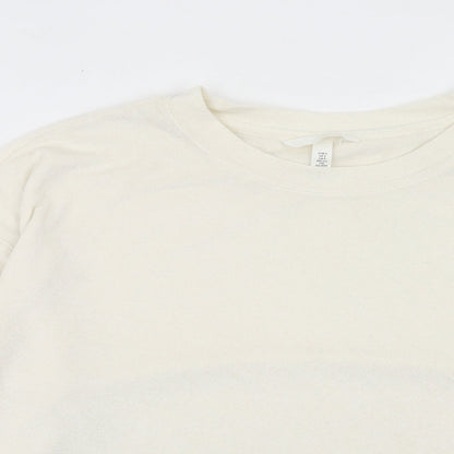 H&M Womens Ivory Polyester Pullover Sweatshirt Size S Pullover