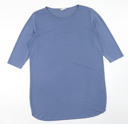 H&M Womens Blue Polyester A-Line Size L Round Neck Pullover