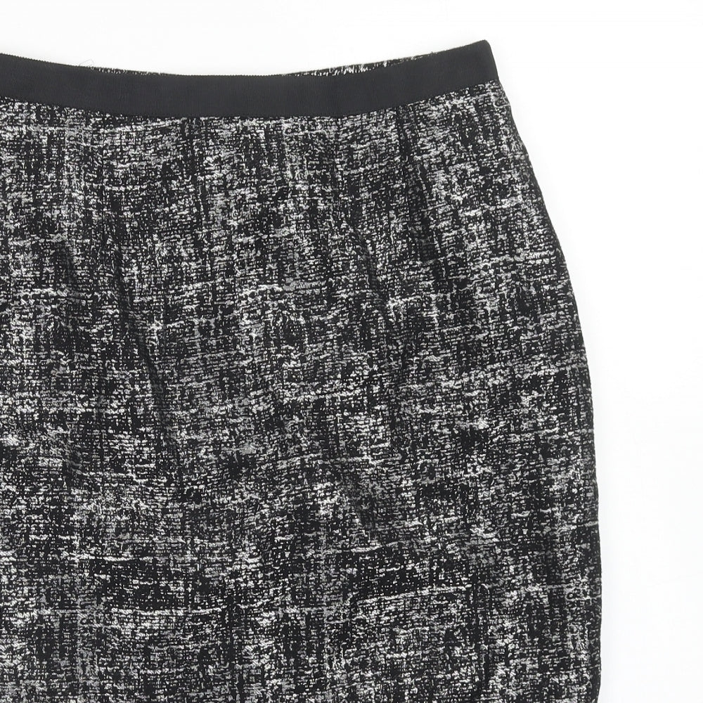 Marks and Spencer Womens Black Geometric Polyester Straight & Pencil Skirt Size 8 Zip
