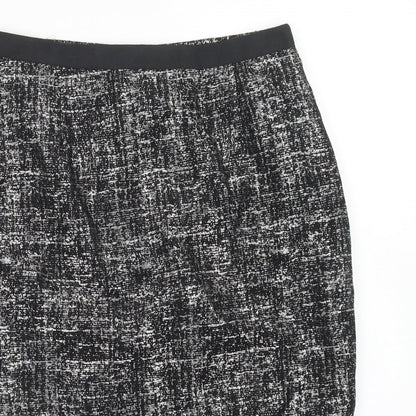 Marks and Spencer Womens Black Geometric Polyester Straight & Pencil Skirt Size 8 Zip