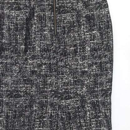 Marks and Spencer Womens Black Geometric Polyester Straight & Pencil Skirt Size 8 Zip